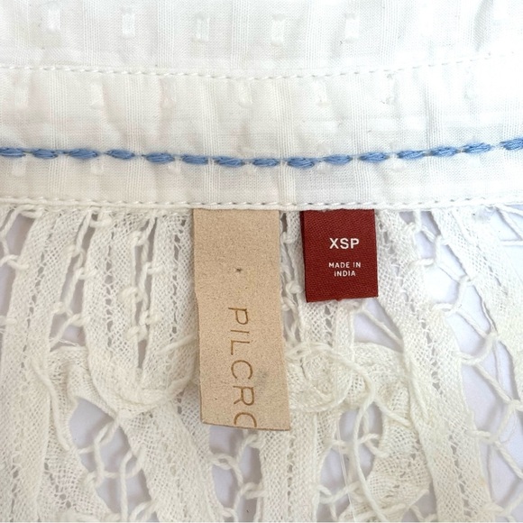 Anthropologie Pilcro Lace Back Button Down Blouse Cottagecore Ivory XSP NEW - Picture 9 of 13